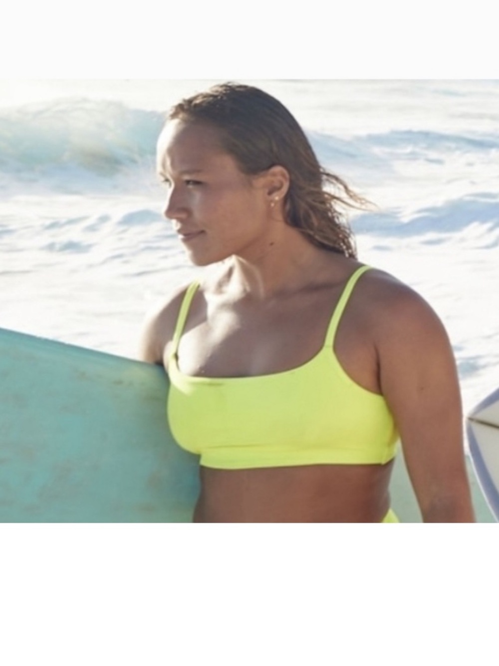New Athleta scoop bikini top Medium D dd highlighter yellow neon m swim top